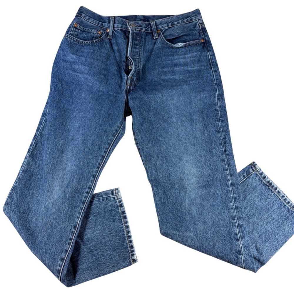 Levi's 501 Premium Original Fit Straight Leg Jeans Blue W32 L28 Cotton Mens